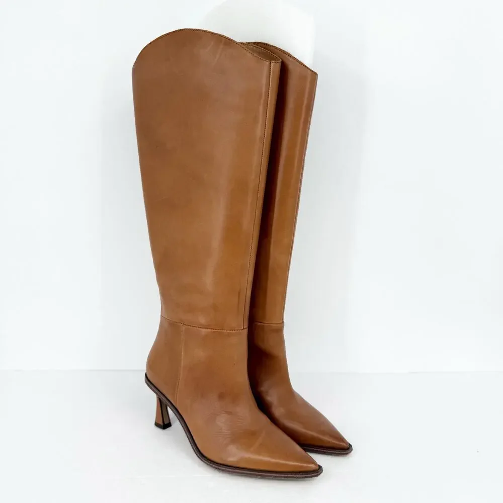 Vince Camuto Womens Emily Knee High Boots Size 6.5 M Wide Calf Brown Leather EUC